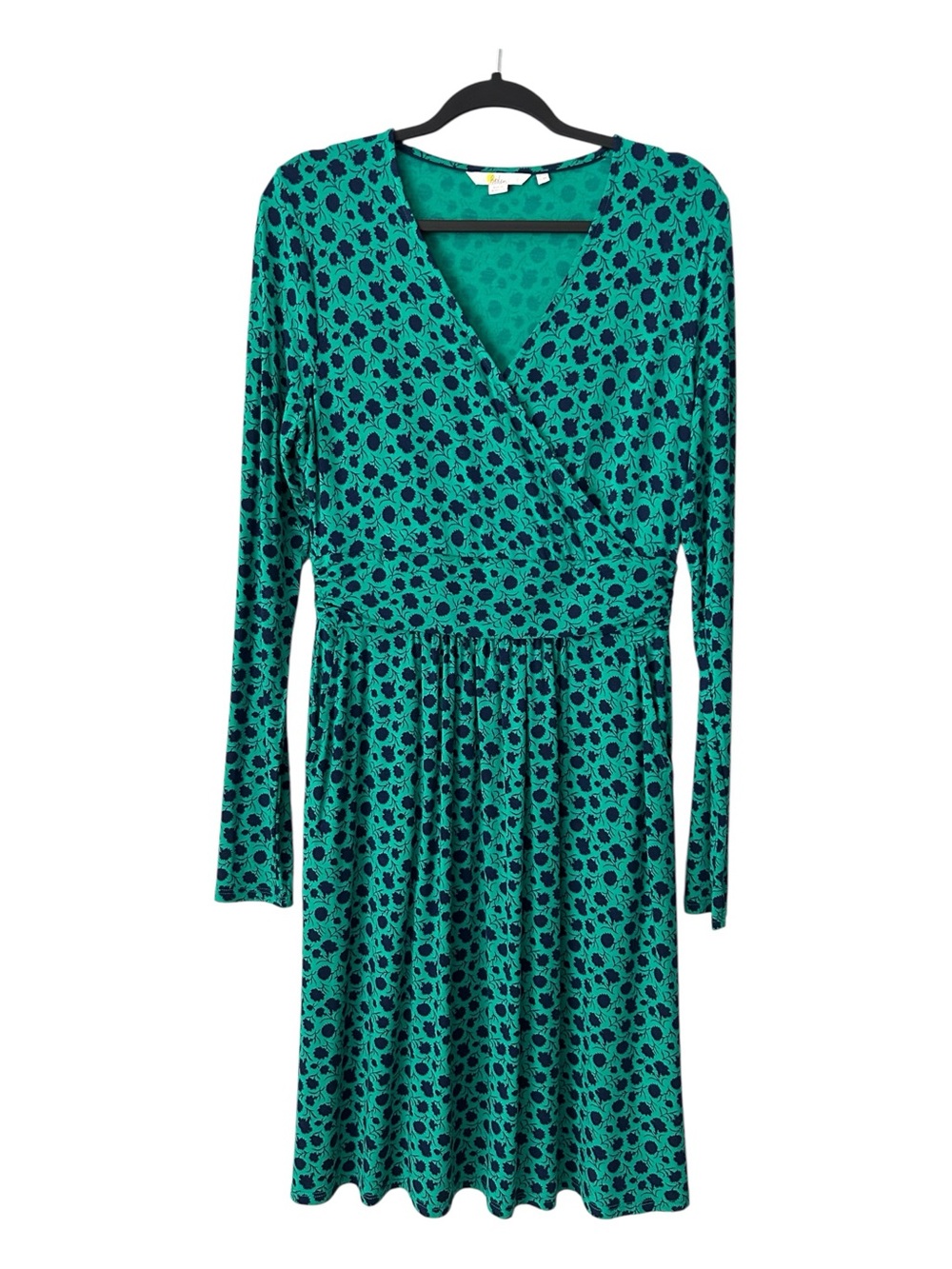 Boden Green Floral Jersey Faux Wrap Dress Size UK 12 US 8 - Picture 2 of 12